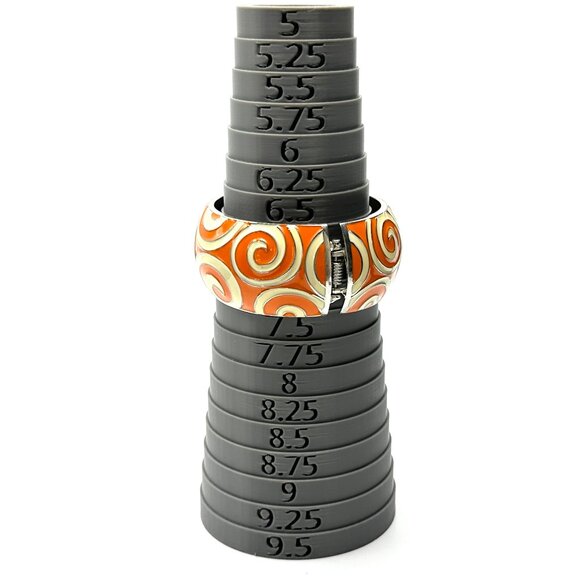 Retro Groovy Orange Swirls Clamper Bracelet — Size 7 1/4 — EUC - Picture 8 of 8